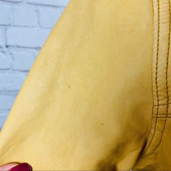 GAP Vintage 90s Mustard Tan Genuine Leather Jacket - Picture 6 of 8